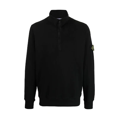 Stone Island FW22 Black Half-Zip High Neck Logo Sweatshirt Men’s 771561920-V0029