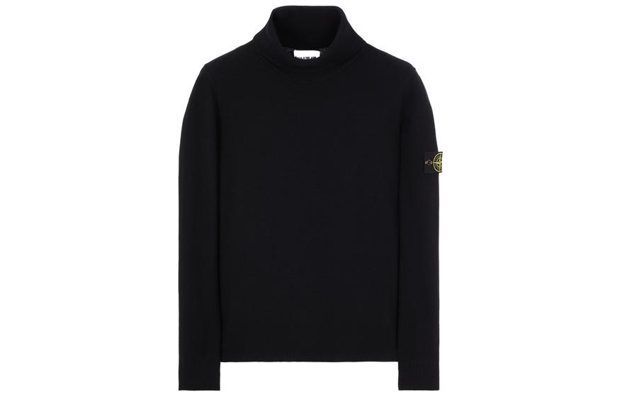 Order STONE ISLAND FW22 男士黑色高領Logo針織毛衣 7715504A1-V0029