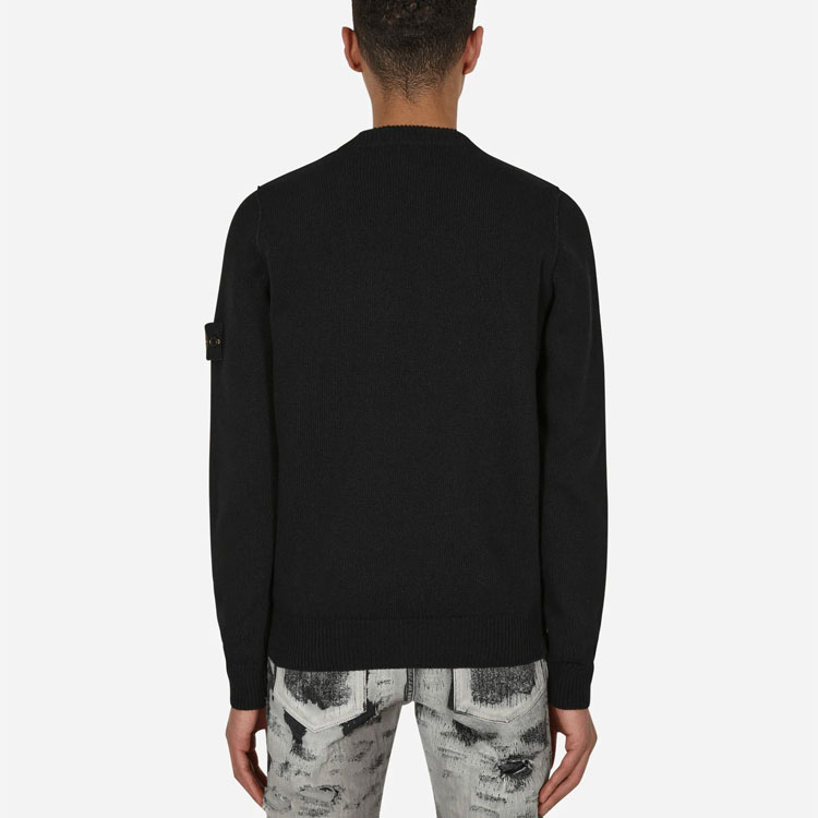 Details for STONE ISLAND FW22 黑色羊毛圓領針織毛衣 男款 7715508A3-V0029