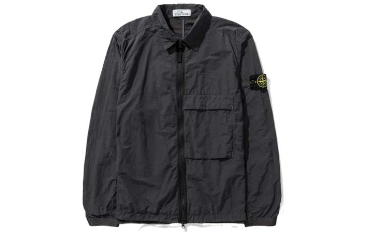 Stone Island FW22 Black Logo Embroidered Collared Jacket Men 771510303-V0065