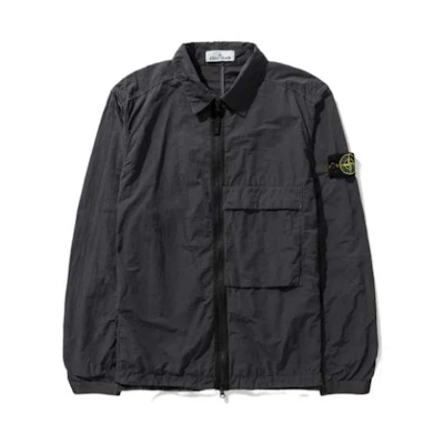 Stone Island FW22 Black Logo Embroidered Collared Jacket Men 771510303-V0065
