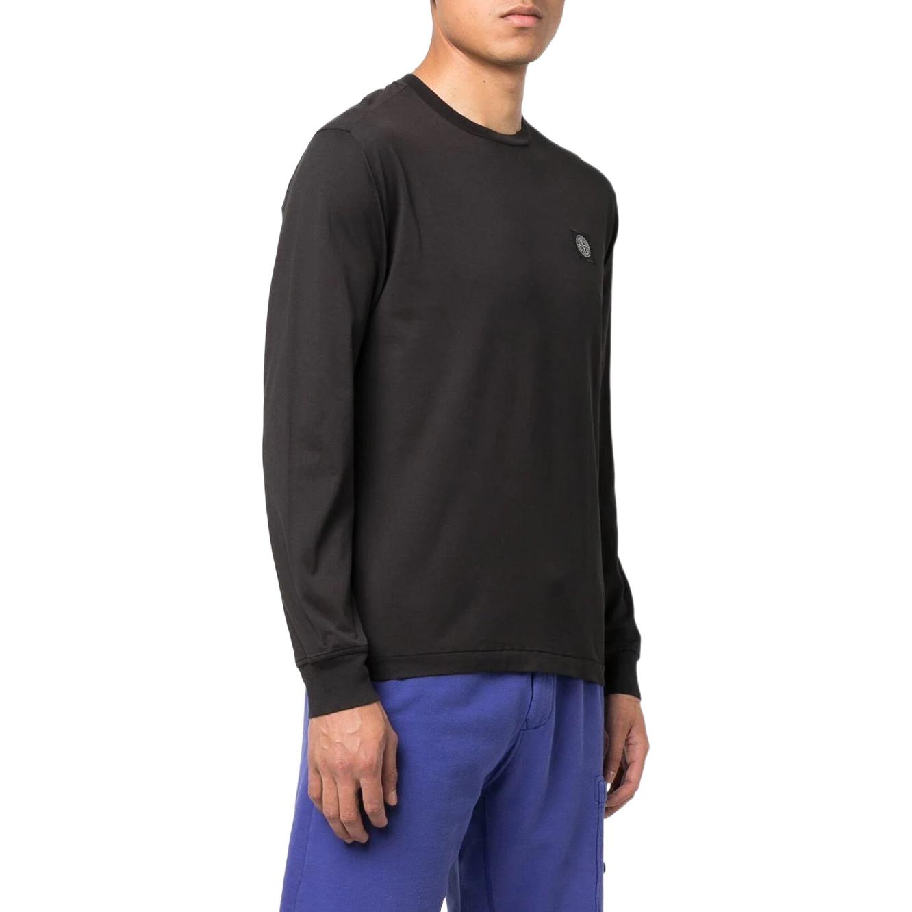 Purchase STONE ISLAND FW22 黑色標誌貼布長袖圓領T恤 771522713-V0029