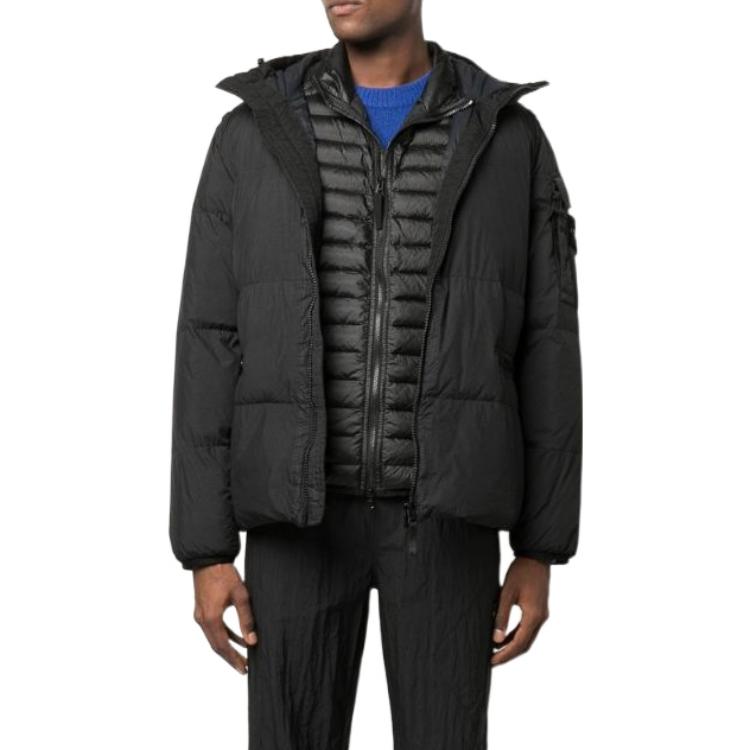 STONE ISLAND FW22 Black Logo Zip-Up Down Jacket Unisex. 771540223-V0029 圖 3