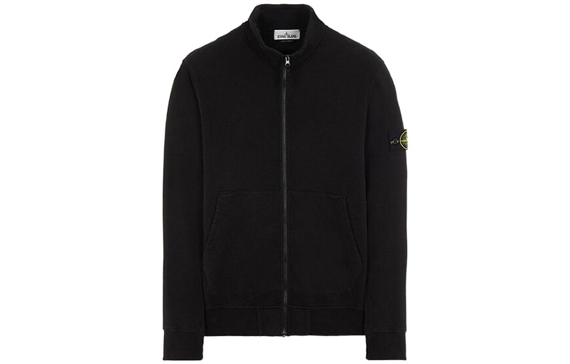 STONE ISLAND FW22 Black Logo Zip Casual Long Sleeve Sweatshirt Men 771564320-V0029