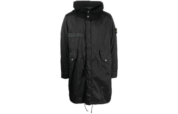 Order 스톤 아일랜드 FW22 블랙 메탈 나일론 탈부착 후드 테일코트 자켓 남성용 771570919-V0029
