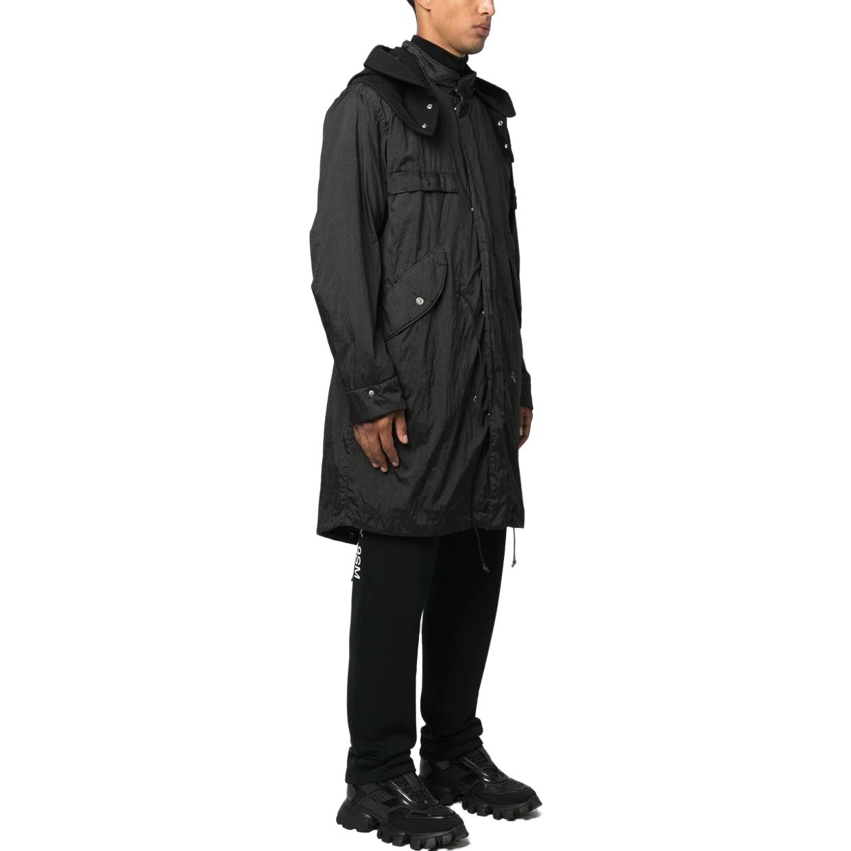 Shop 스톤 아일랜드 FW22 블랙 메탈 나일론 탈부착 후드 테일코트 자켓 남성용 771570919-V0029