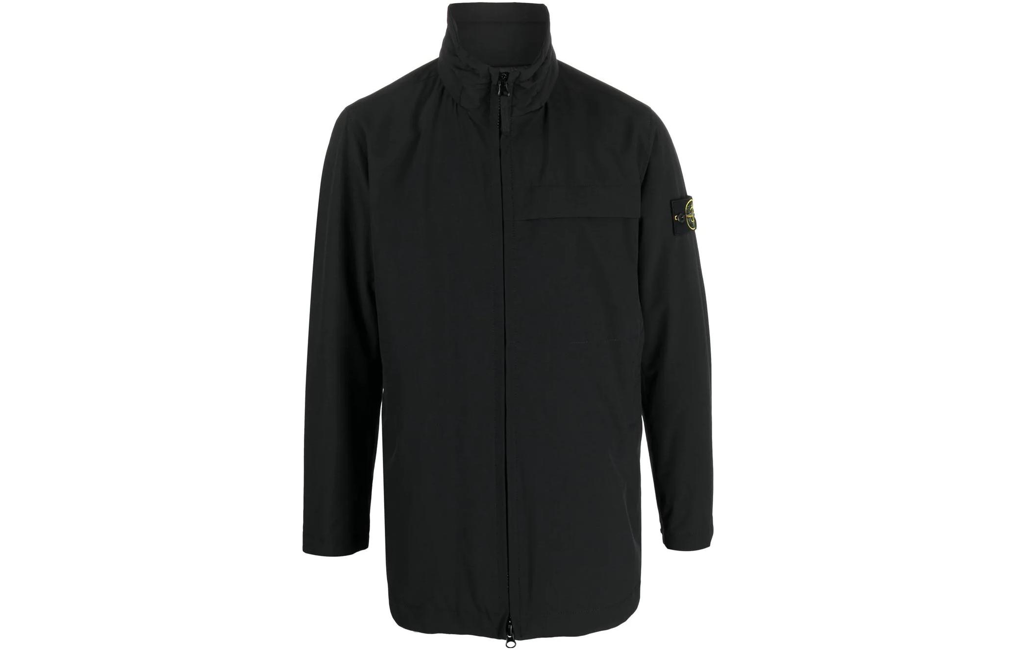 STONE ISLAND FW22 Black Solid Badge Zip-Up Jacket 771540627-V0029