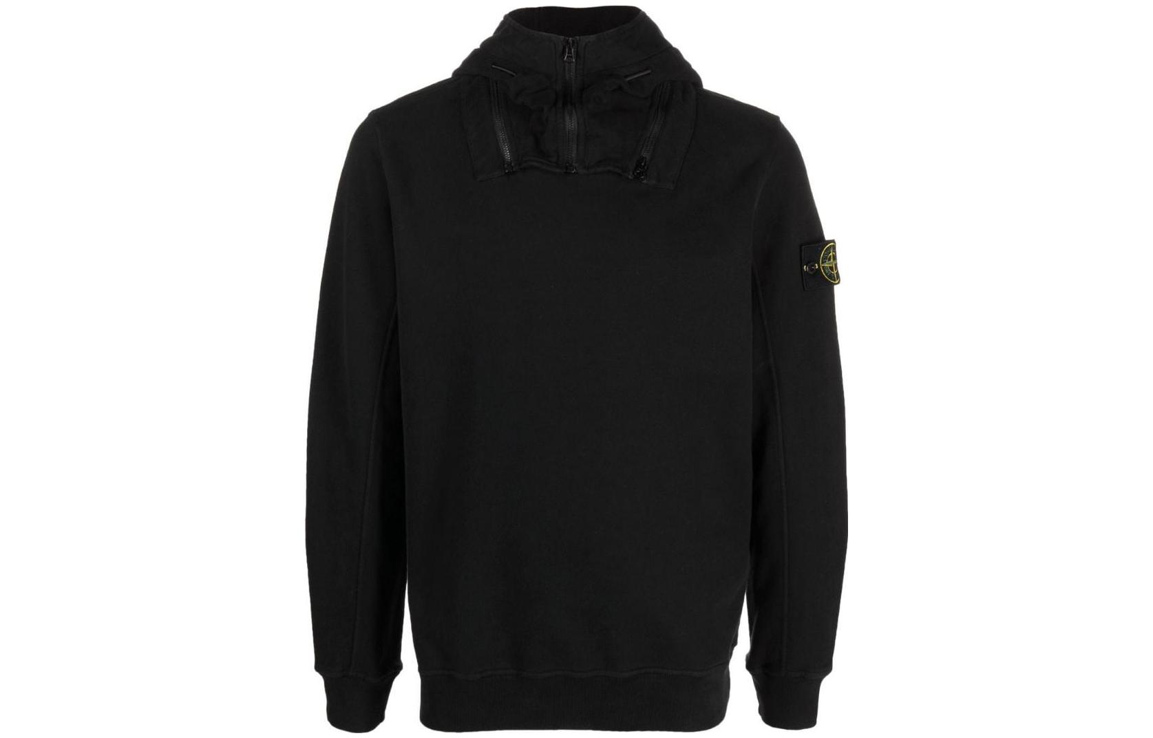 Stone Island FW22 Black Solid Color Logo Patch Hoodie Long Sleeve 771564920V0029