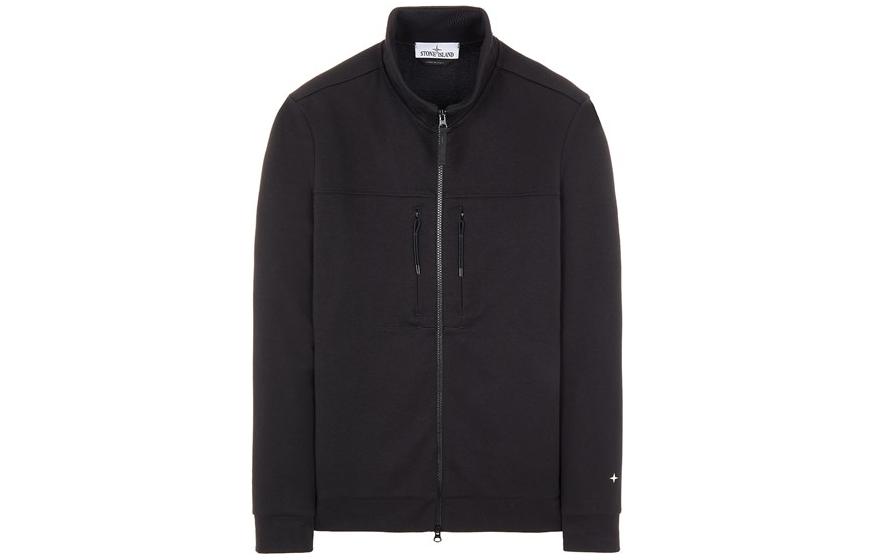 Stone Island FW22 Black Solid Color Zip-Up Long Sleeve Jacket for Men 7715622G5-V0029