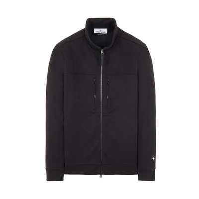 Stone Island FW22 Black Solid Color Zip-Up Long Sleeve Jacket for Men 7715622G5-V0029