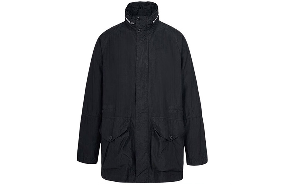 Stone Island FW22 Black Solid Stand Collar Casual Jacket Men 7615427E1-V0029