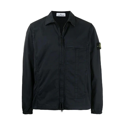 Stone Island FW22 Black Solid Zip-Up Collar Long-Sleeve Jacket 741510319-V0020