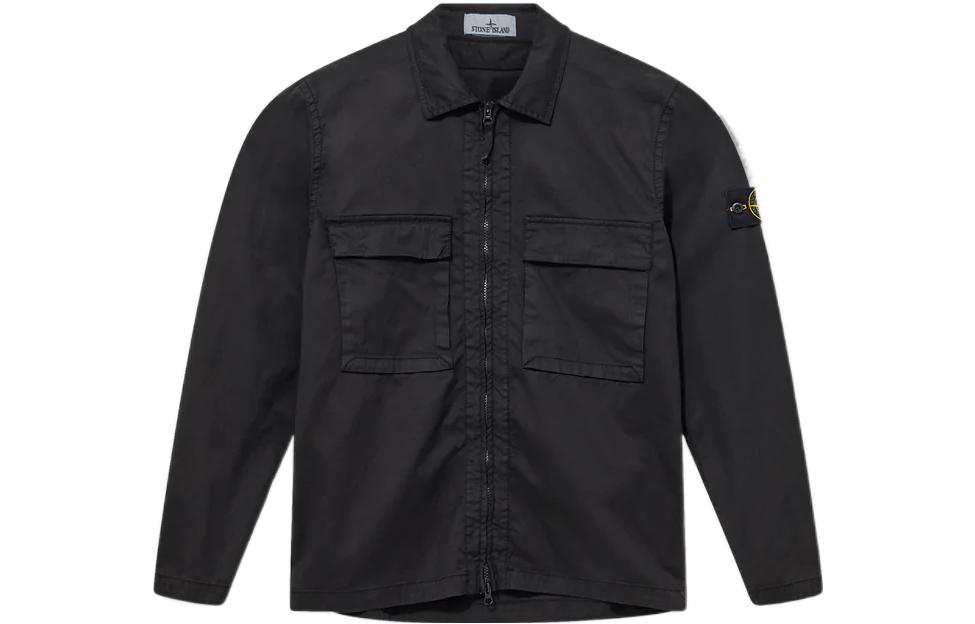 Stone Island FW22 Black Stretch Cotton Double Pocket Shirt Jacket 771511710-V0029