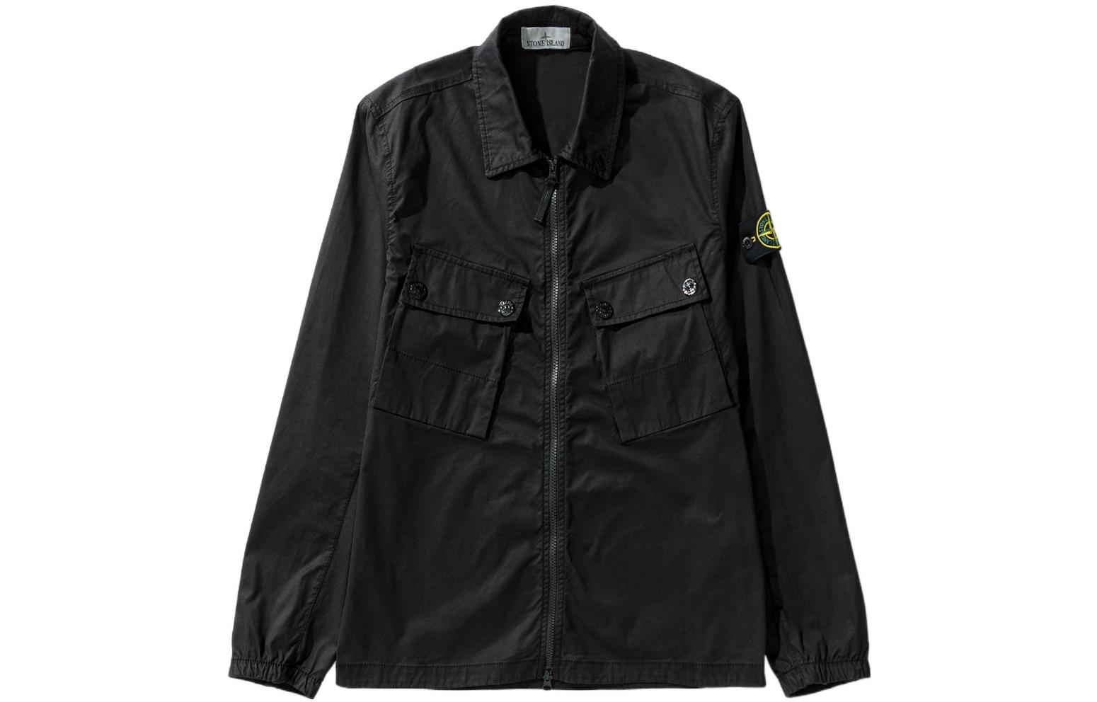 Buy Stone Island FW22 Black Stretch Cotton Gabardine Shirt Jacket for Men. 771510910-V0029