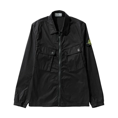 Stone Island FW22 Black Stretch Cotton Gabardine Shirt Jacket for Men. 771510910-V0029