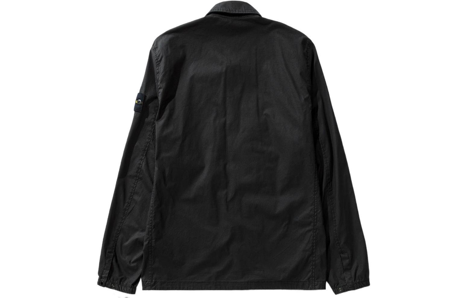Lookbook Stone Island FW22 Black Stretch Cotton Gabardine Shirt Jacket for Men. 771510910-V0029