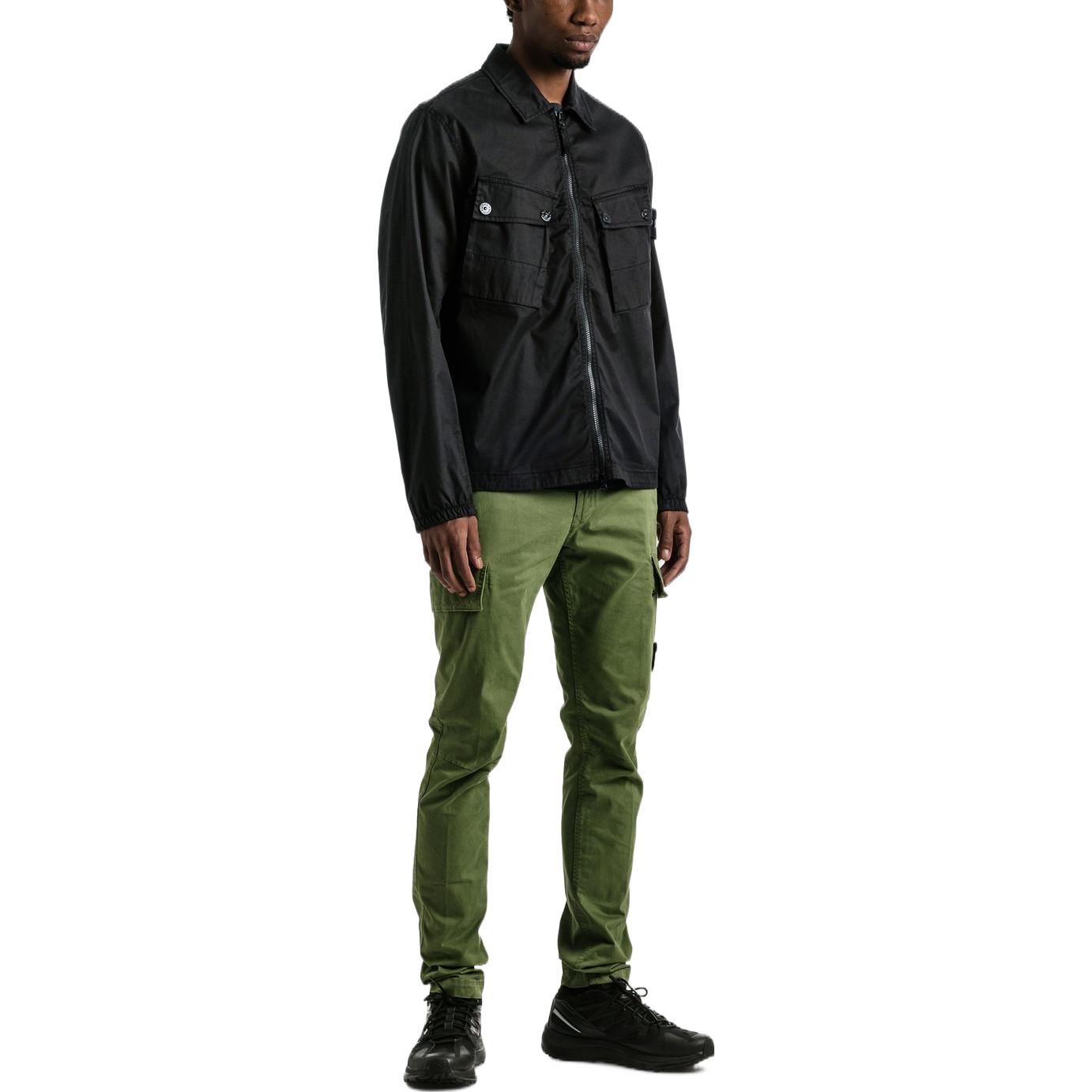 Shop Stone Island FW22 Black Stretch Cotton Gabardine Shirt Jacket for Men. 771510910-V0029