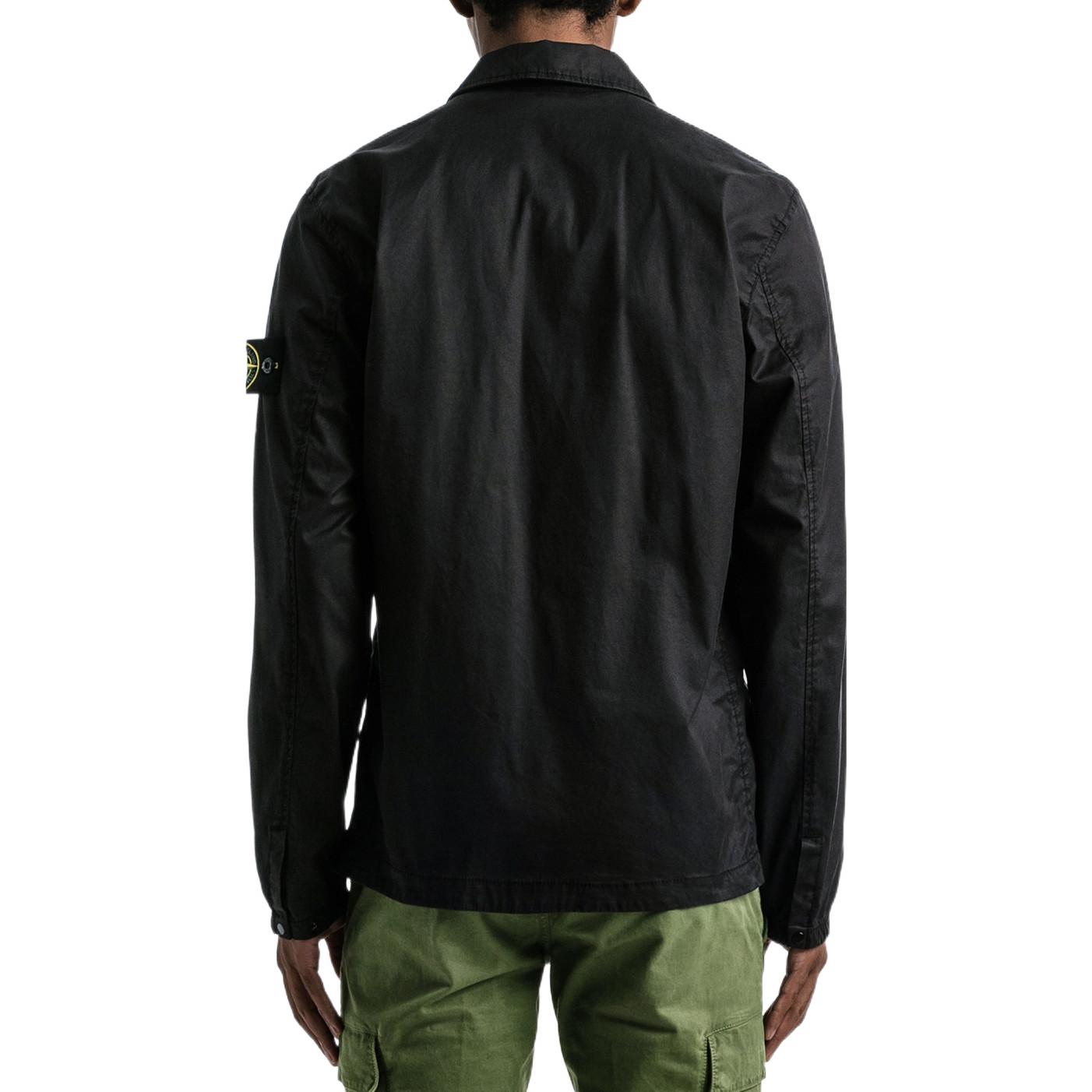 Details for Stone Island FW22 Black Stretch Cotton Gabardine Shirt Jacket for Men. 771510910-V0029