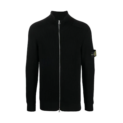 Stone Island FW22 Black Zip-Up Hoodie Classic Fit 7715519C2-V0029