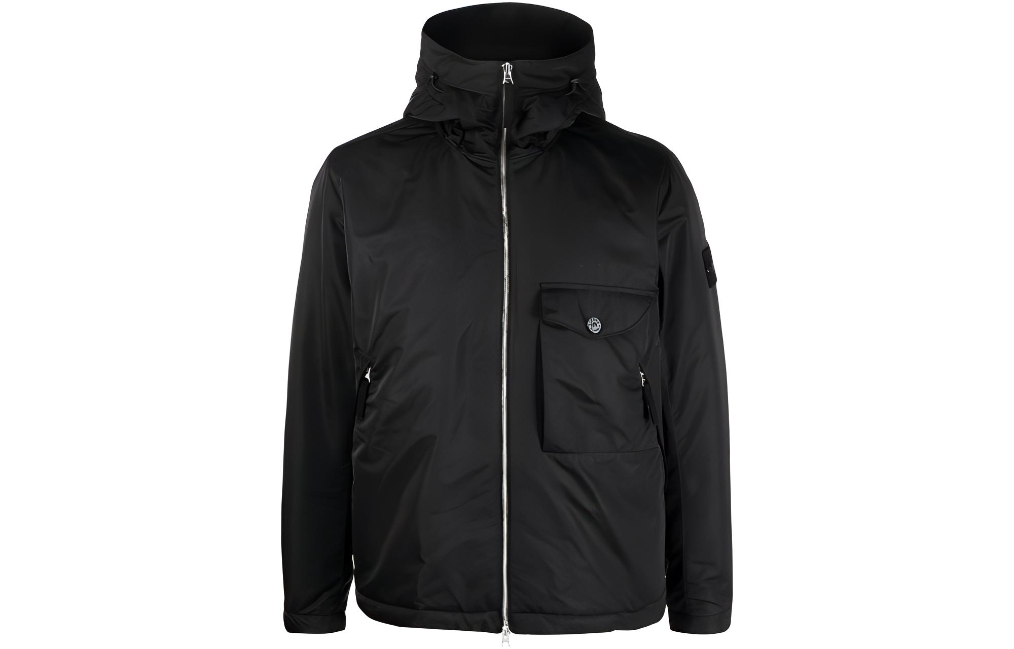 Stone Island FW22 Black Zip-Up Hoodie Jacket with Logo Patch for Men 771542446-V0029