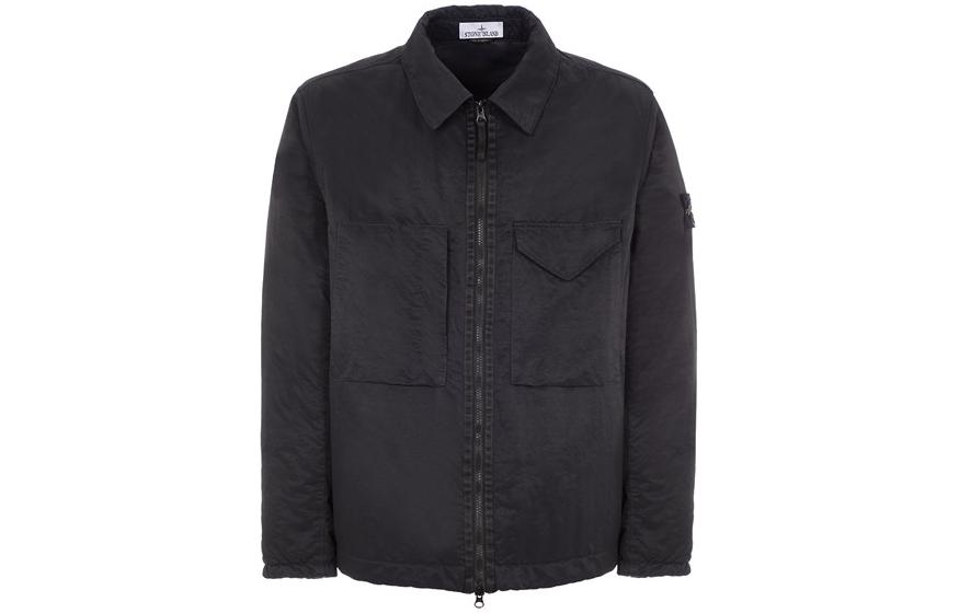 Stone Island FW22 Black Zip-Up Jacket with Logo Patch for Men 7715Q0321-V0029