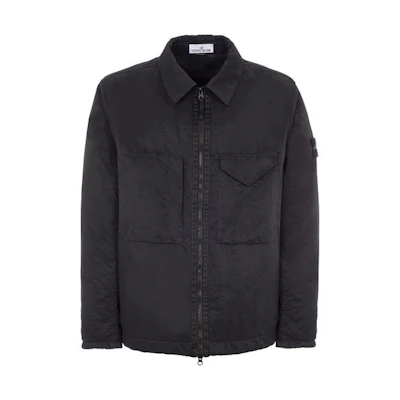 Stone Island FW22 Black Zip-Up Jacket with Logo Patch for Men 7715Q0321-V0029