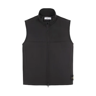 STONE ISLAND FW22 Black Zip-Up Stand Collar Vest for Men. 7715G0327-V0029