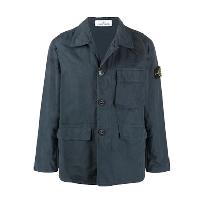 Stone Island FW22 Blue Single-Breasted Jacket with Chest Pocket for Men 7615A0306-V0024