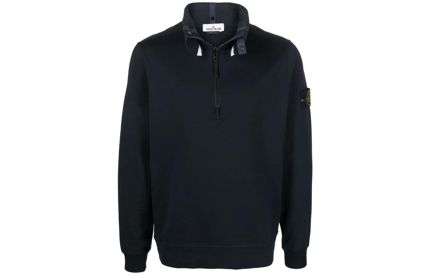Stone Island FW22 Blue Slim Fit High Neck Sweatshirt for Men 761562752-V0020