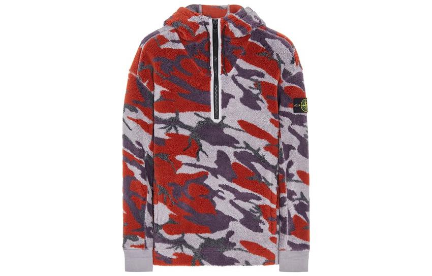 Stone Island FW22 Brick Red Logo Zip Pullover Hoodie Men’s Long Sleeve 7715616E3-V0047