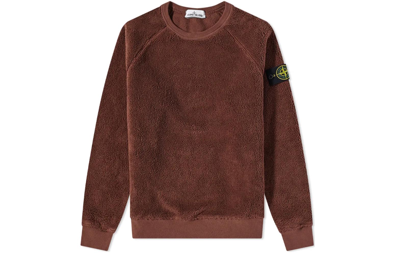 Stone Island FW22 Brown Logo Patch Crewneck Sweatshirt Long Sleeve Casual 751560234-V0076