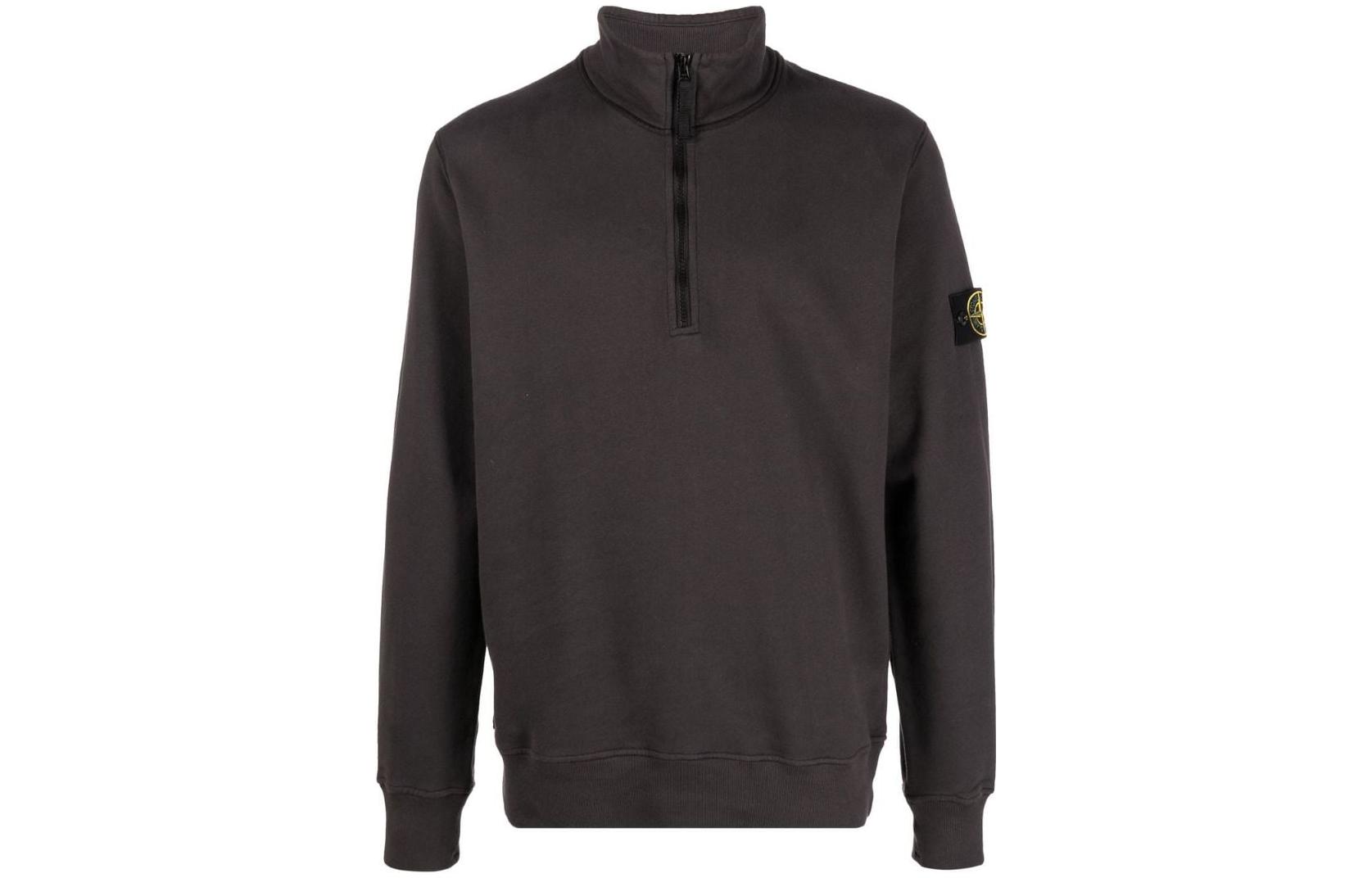 Stone Island FW22 Brown Stand Collar Patch Relaxed Fit Sweatshirt Men 771561920-V0065