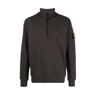 Stone Island FW22 Brown Stand Collar Patch Relaxed Fit Sweatshirt Men 771561920-V0065