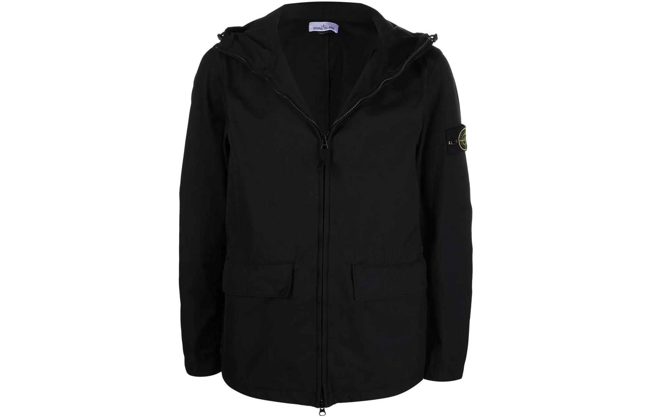 STONE ISLAND FW22 Compass Badge Zip-Up Hoodie Jacket  Black 761540833-V0029