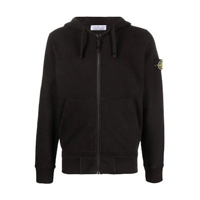 Stone Island FW22 Compass Black Zip-Up Hoodie Men’s Long Sleeve Solid Color 771564220-V0029