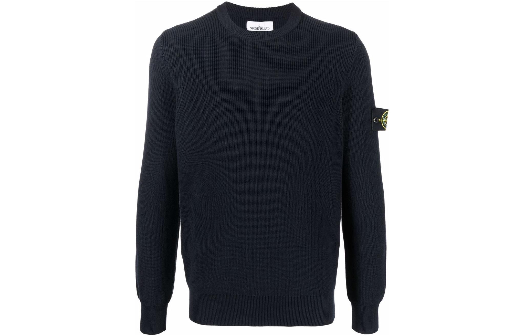 Stone Island FW22 Compass Logo Crewneck Sweatshirt Black 7615550D8-V0020
