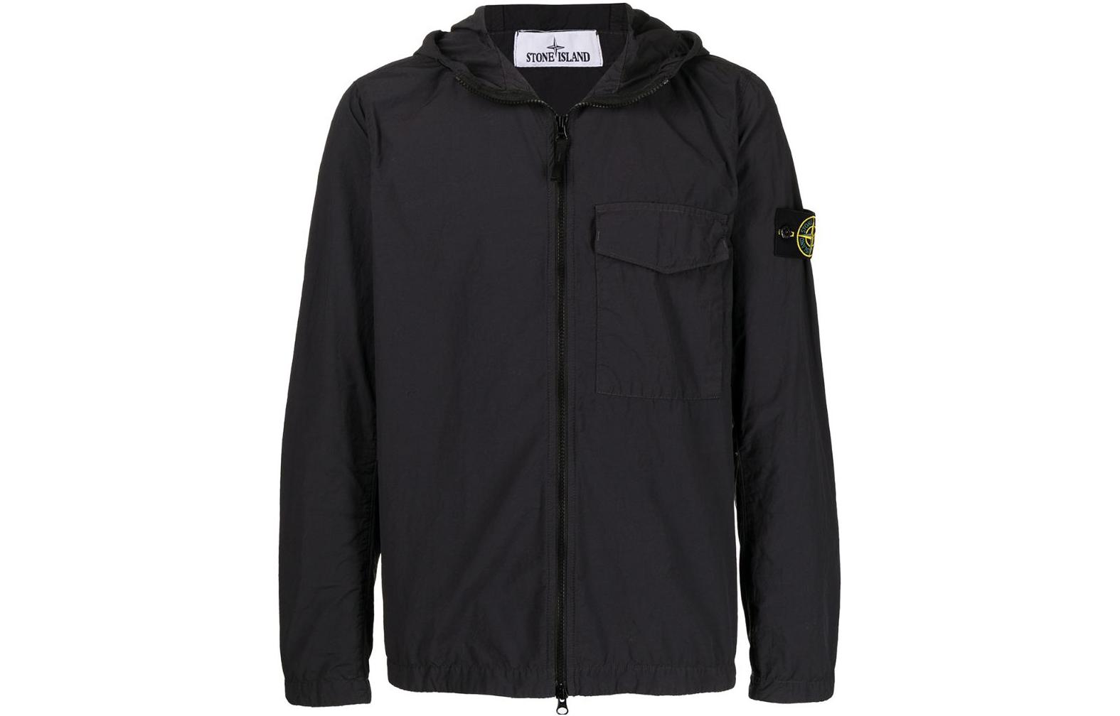 Stone Island FW22 Compass Logo Lightweight Jacket Black Men’s Casual Outerwear 761512402-V0065