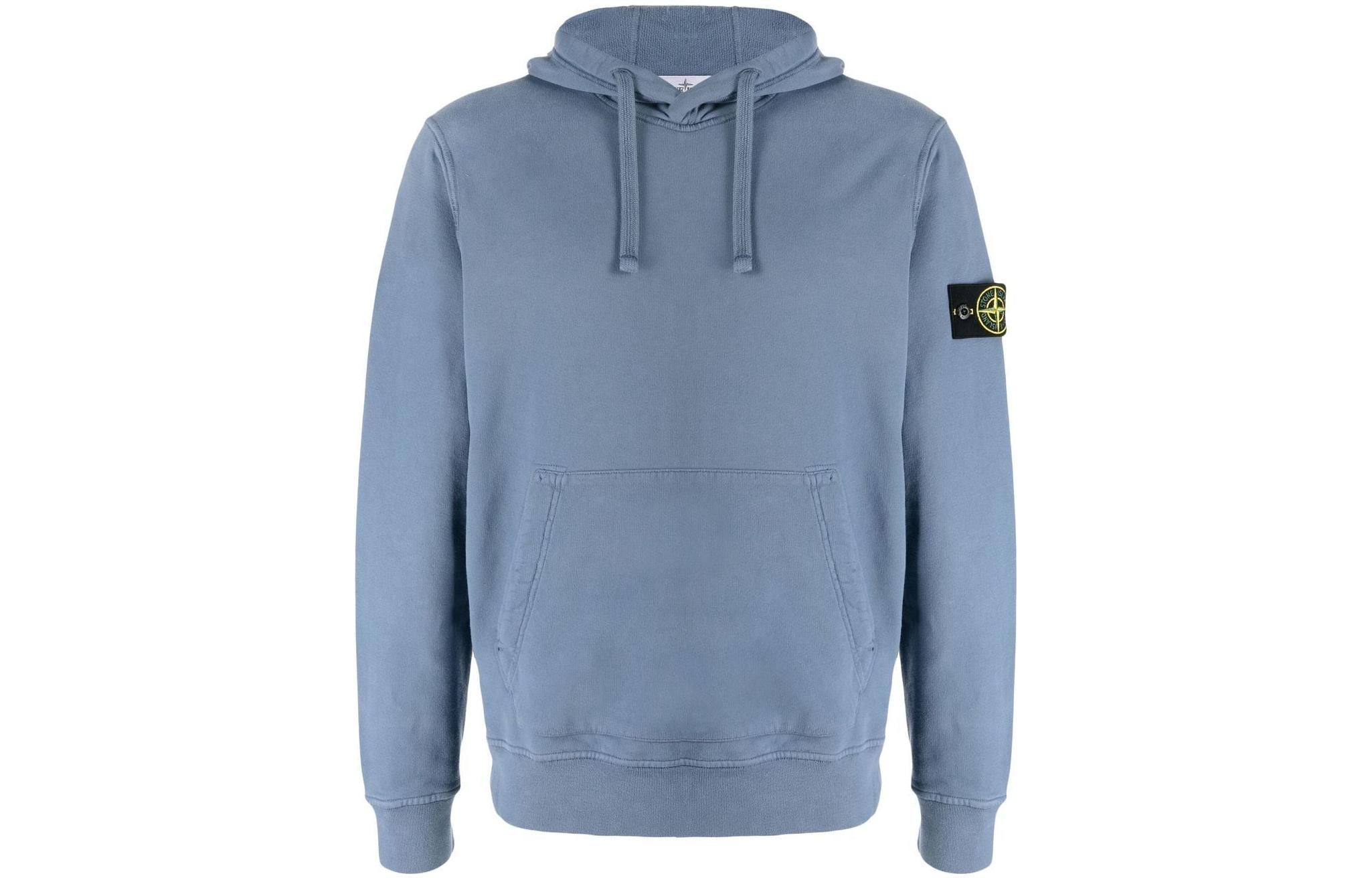 Stone Island FW22 Compass Logo Patch Hoodie Blue Long Sleeve Pullover 771564120-V0024
