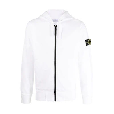 Stone Island FW22 Compass Logo Zip-Up Long Sleeve Sweatshirt White 771564220-V0001