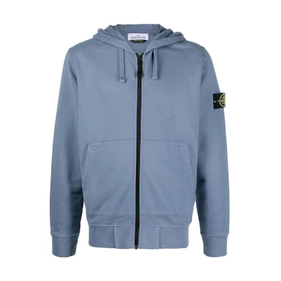 Stone Island FW22 Compass Patch Zip-Up Sweatshirt Misty Blue 771564220-V0024