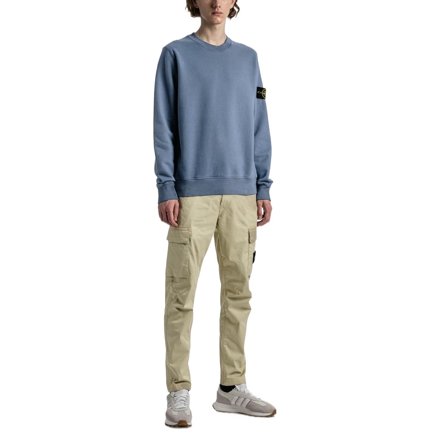 Shop Stone Island FW22 圓領刷毛長袖襯衫 霧藍色 771563020-V0024