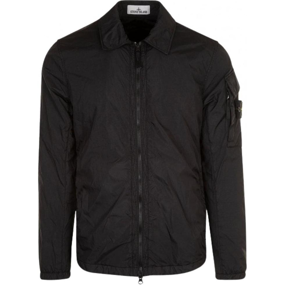 Stone Island FW22 Crinkle Nylon Collar Shirt Jacket Black  Outerwear 771510223-V0029 圖 2