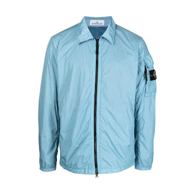STONE ISLAND FW22 Crinkle Nylon Shirt Jacket Men’s Blue 771510223-V0046
