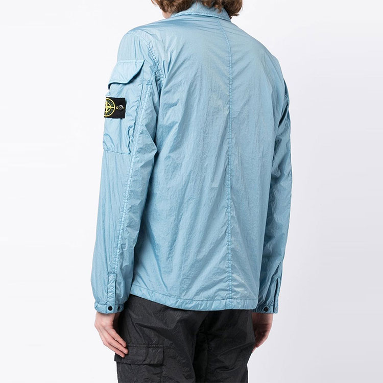 STONE ISLAND FW22 Crinkle Nylon Shirt Jacket Men’s Blue 771510223-V0046 圖 4