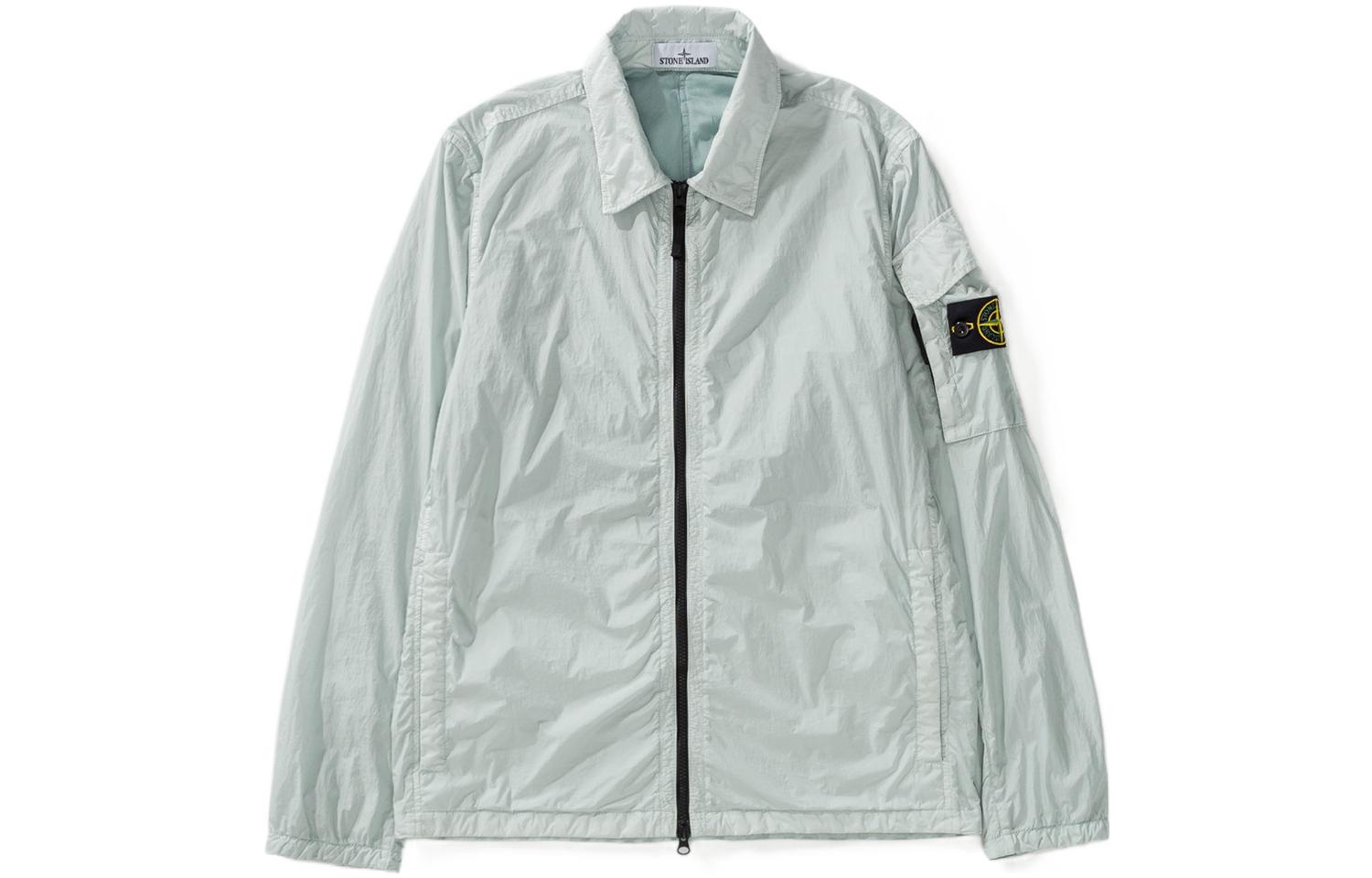 Stone Island FW22 Crinkle Nylon Shirt Jacket Pearl Gray Men 771510223-V0061