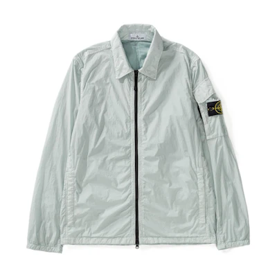 Stone Island FW22 Crinkle Nylon Shirt Jacket Pearl Gray Men 771510223-V0061