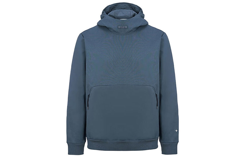 Stone Island FW22 Deep Teal Pullover Hoodie with Kangaroo Pocket for Men 7715623G5-V0057