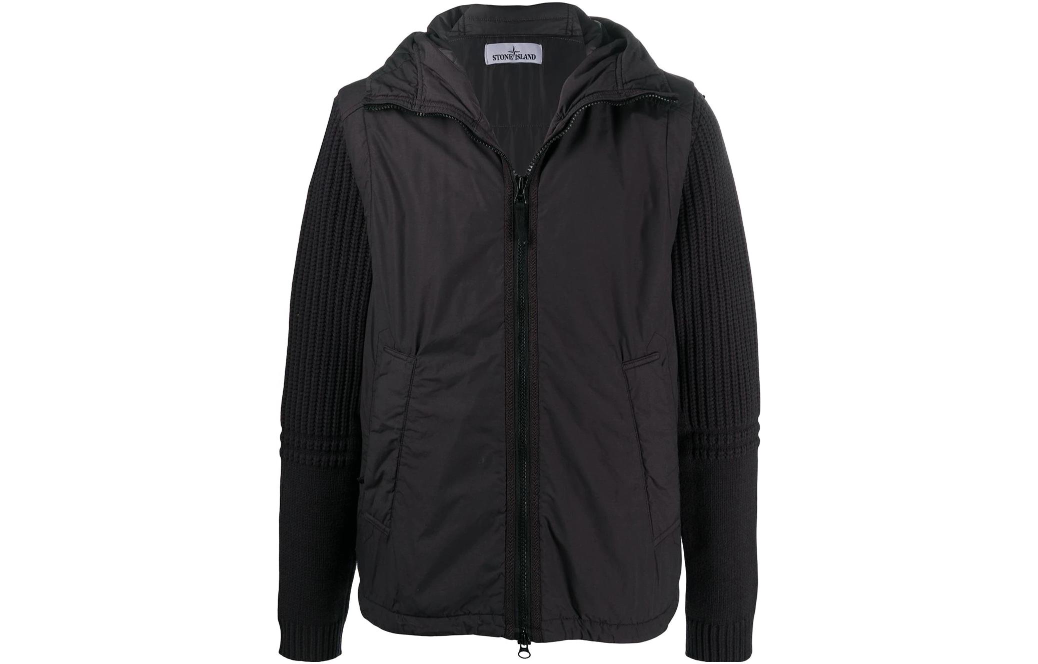 Stone Island FW22 Detachable Sleeve Hooded Jacket Black 731543732-V0065