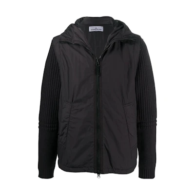 Stone Island FW22 Detachable Sleeve Hooded Jacket Black 731543732-V0065