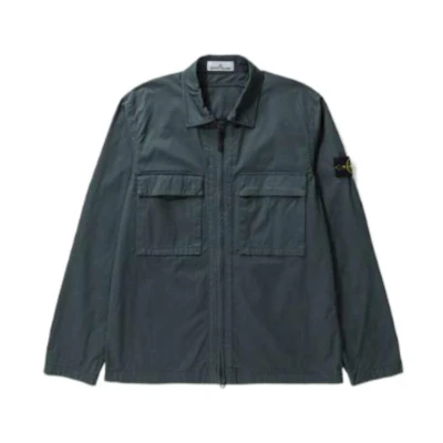 STONE ISLAND FW22 Elastic Cotton Gabardine Shirt Jacket Men’s Petroleum Color 771511710-V0057